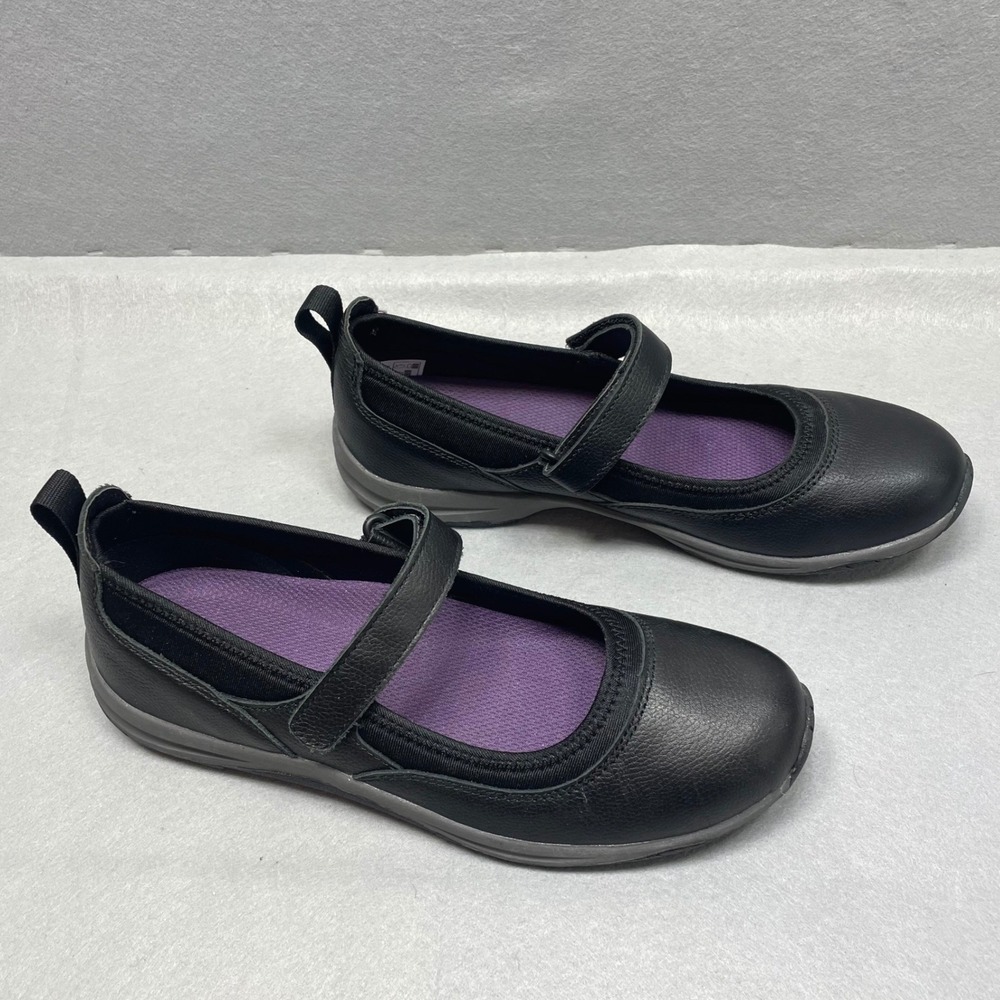 Lands End Mary Jane Walking Shoes Womens 8.5 Black Leather Classic Comfort
